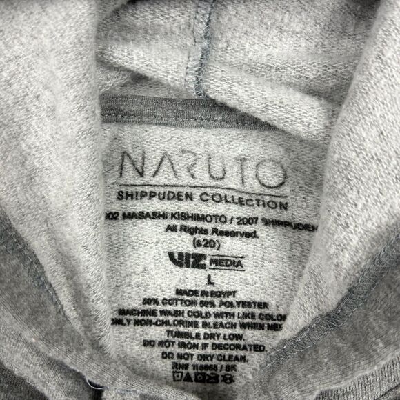 Naruto‎ Hoodie Mens Large Shippuden Hidden Leaf Village Vizmedia Sweatshirt Gray - Picture 5 of 10
